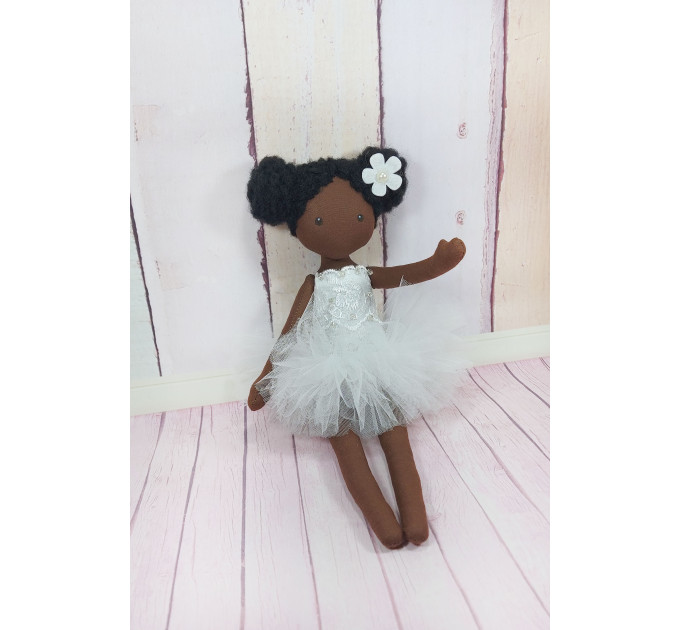 Handmade Black Dolls  In Whire Dress| Black Cloth Dolls | nilasdolls.com (1)