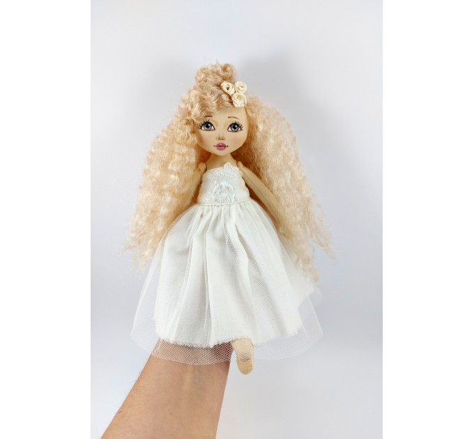 12 In Cloth Doll With A Red Hair And In White Dress