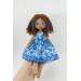 12 In Handmade Cloth Doll In A Blue Dress