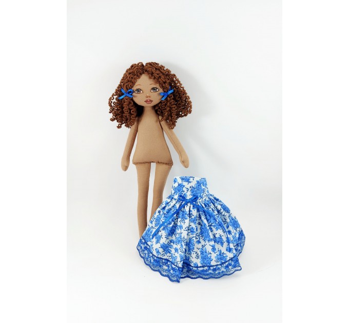 12 In Handmade Cloth Doll In A Blue Dress