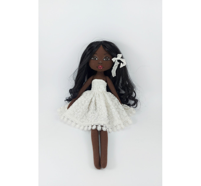 15 In Black Doll In A White Dress