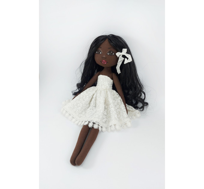 15 In Black Doll In A White Dress