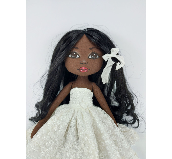 15 In Black Doll In A White Dress