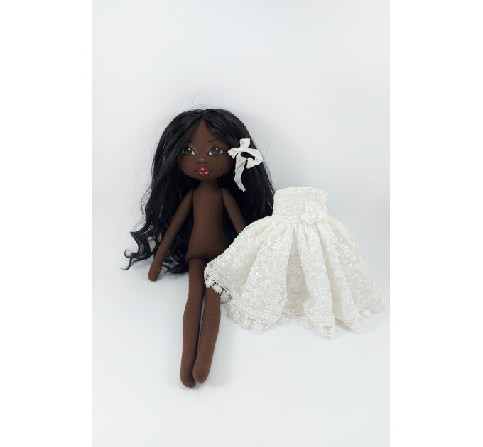 15 In Black Doll In A White Dress