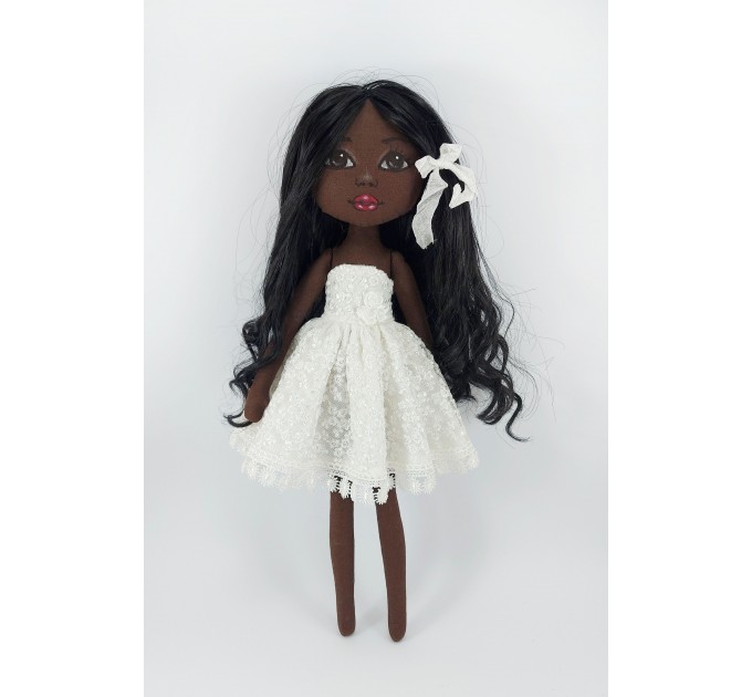 15 In Black Doll In A White Dress