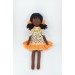 16 Inches Black Doll In A Orange Dress