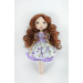 16 Inches Handmade Rag Doll In Purple Dress With Long Wavy Brown Hair