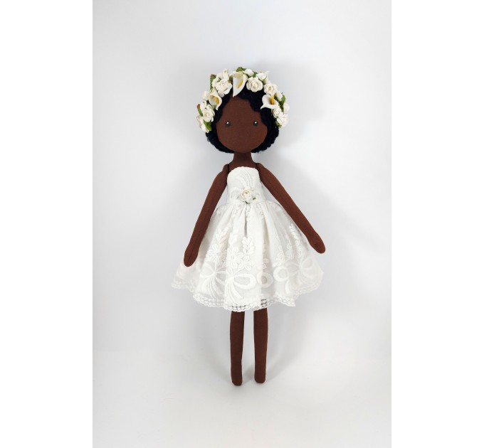 16" Handmade Brown Decorative Rag Doll