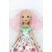 18 Inches Handmade Cloth Doll In A White Dress And Pink Hair