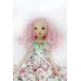 18 Inches Handmade Cloth Doll In A White Dress And Pink Hair