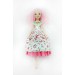 18 Inches Handmade Cloth Doll In A White Dress And Pink Hair