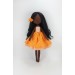 African Doll 15 Inches In A Removable Dress With Long Black Hair