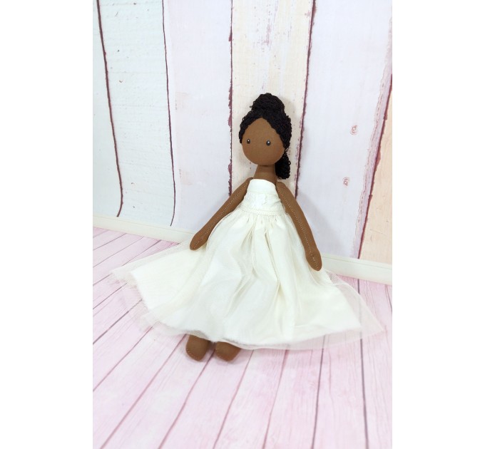Handmade Black Ballerina Doll | Handmade Cloth Doll In White Dress