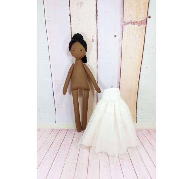 Handmade Black Ballerina Doll | Handmade Cloth Doll In White Dress