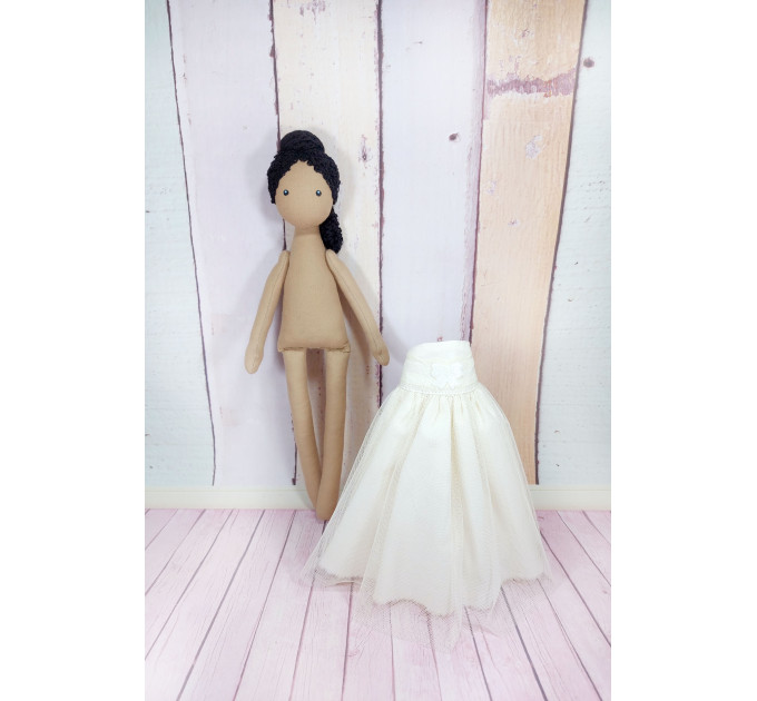 Brown Ballerina Doll In White Dress