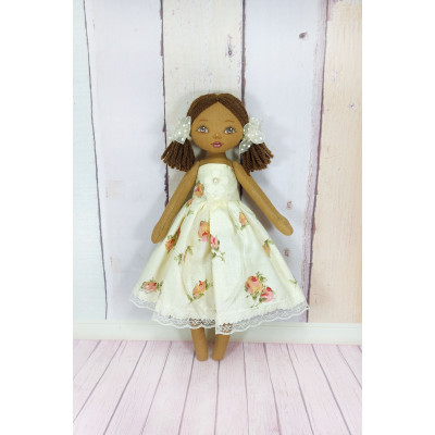 Black Fabric Doll In White Dress