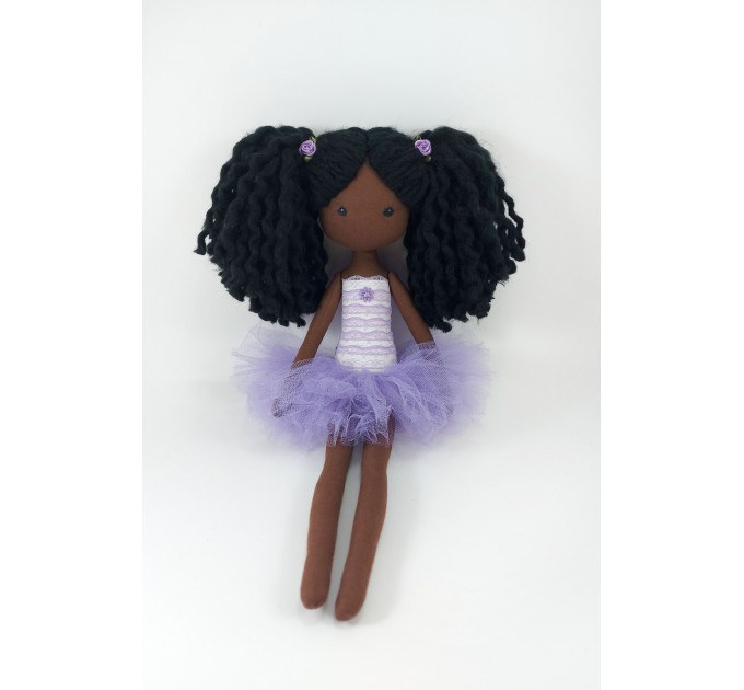 Black Rag Doll Ballerina In A Violet Dress