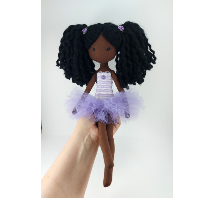 Black Rag Doll Ballerina In A Violet Dress