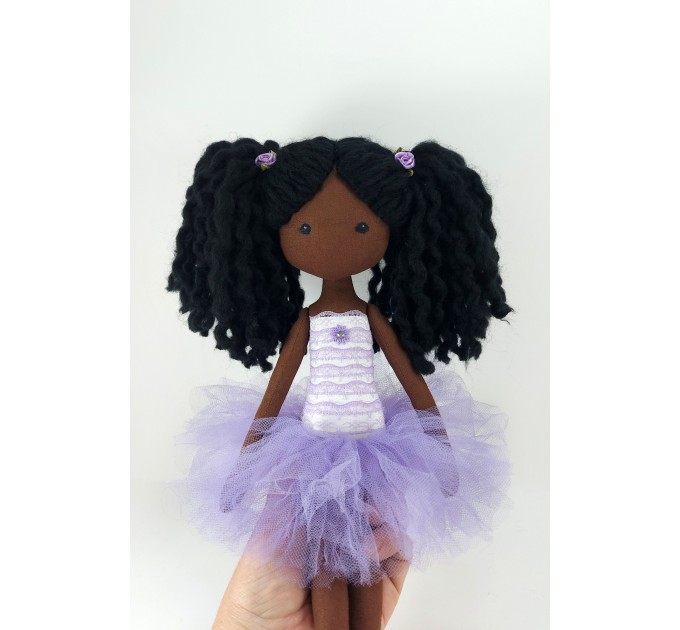 Black Rag Doll Ballerina In A Violet Dress