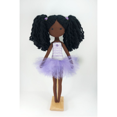 Black Rag Doll Ballerina In A Violet Dress