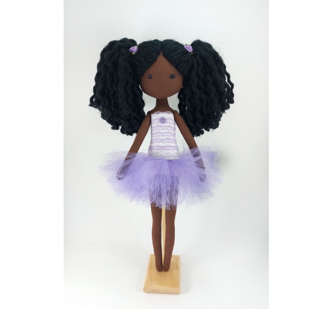 Black Rag Doll Ballerina In A Violet Dress