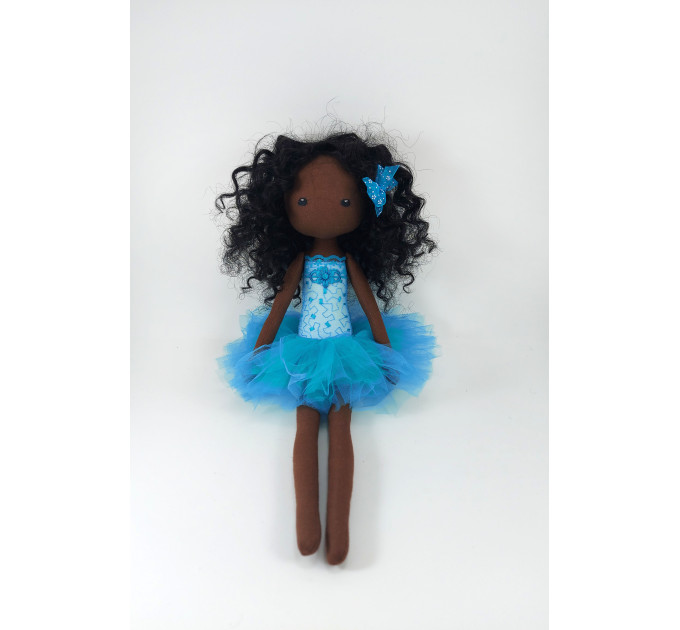 Black Rag Doll Ballerina With Embroidered Face