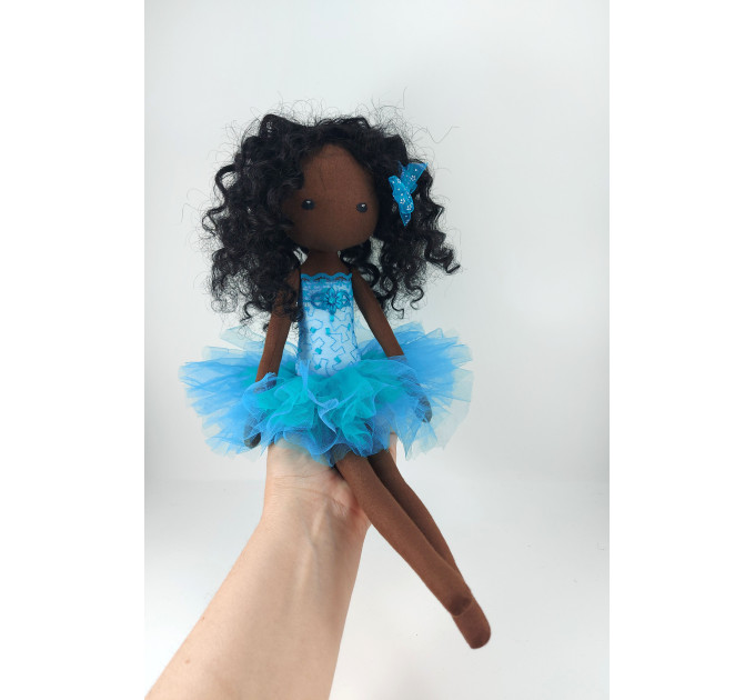 Black Rag Doll Ballerina With Embroidered Face