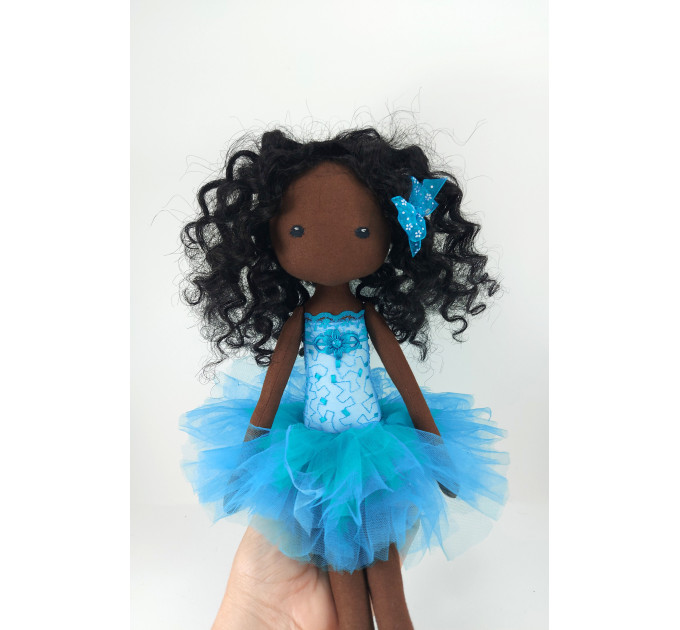 Black Rag Doll Ballerina With Embroidered Face