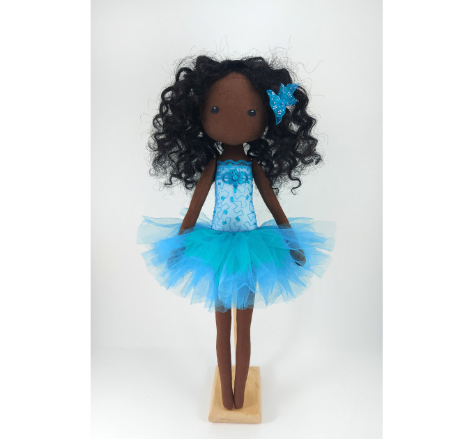 Black Rag Doll Ballerina With Embroidered Face