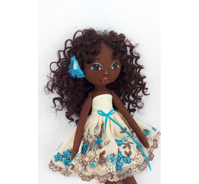 Black african Rag Doll With Curly Long Hair