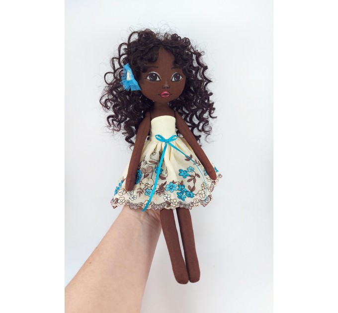 Black african Rag Doll With Curly Long Hair