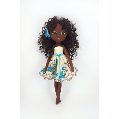 Black african Rag Doll With Curly Long Hair