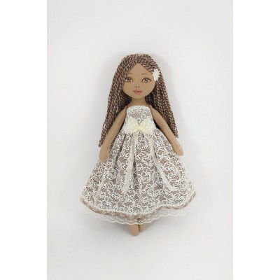 Brown Doll In A White Dress