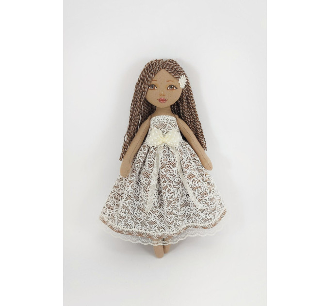 Brown Doll In A White Dress | nilasdoll.com