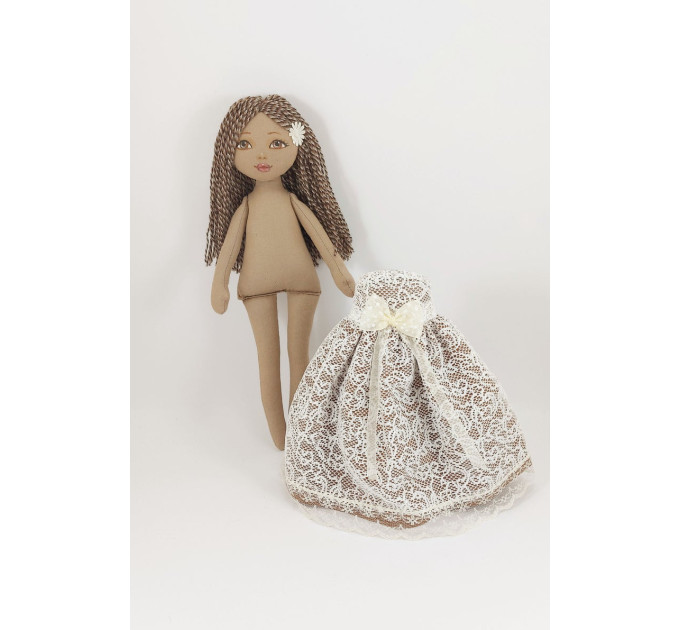 Brown Doll In A White Dress | nilasdoll.com