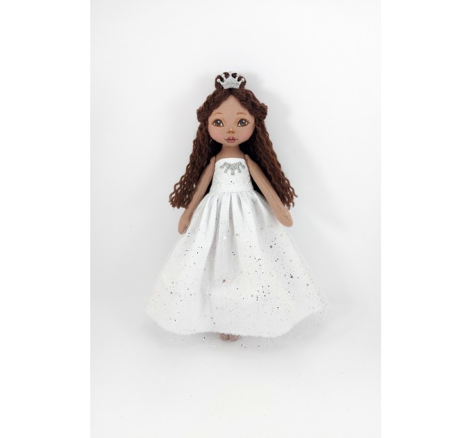 Brown Princess In A White Dress