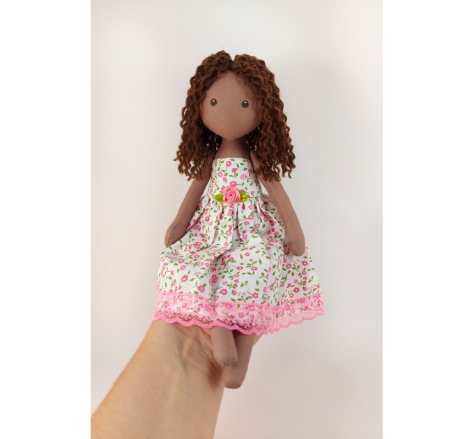 Brown Textile Doll In A Removable Cotton Dress