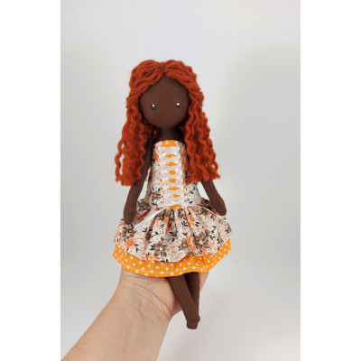 Brown Textile Doll In A Removable Cotton Dress