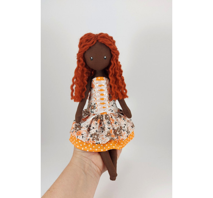 Brown Textile Doll In A Removable Cotton Dress