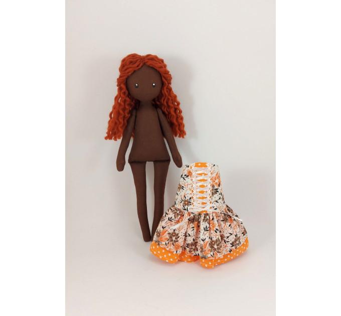 Brown Textile Doll In A Removable Cotton Dress