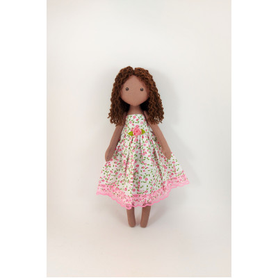 Brown Textile Doll In A Removable Cotton Dress