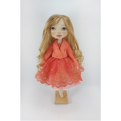 Cloth 16 Inches Doll In A Red Dress