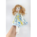 Cloth Doll 15" With Long Brown Hair In A Removable Dress