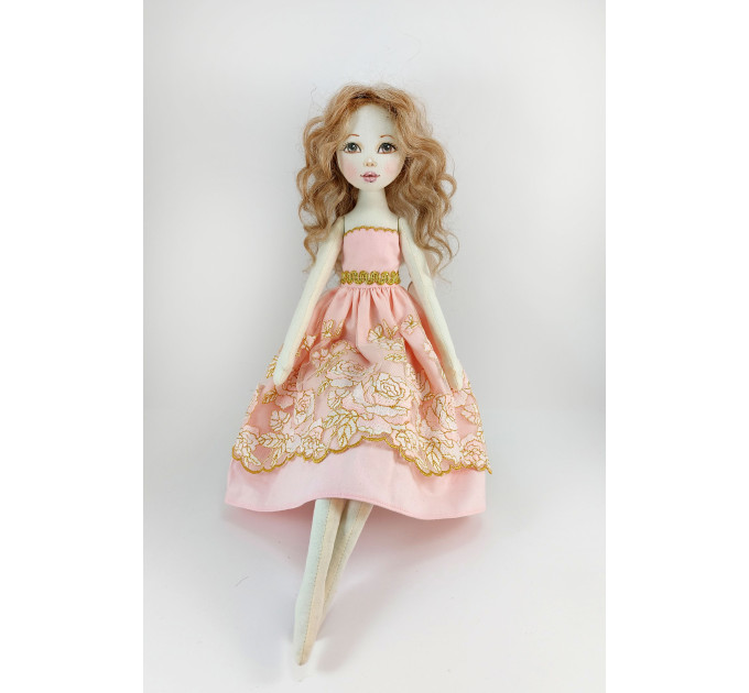 Cloth Doll For Interior Decoration With Long Red Hair In A Removable Dress