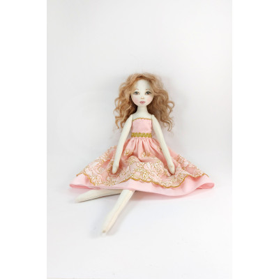 Cloth Doll For Interior Decoration With Long Red Hair In A Removable Dress