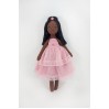 Handmade Black Rag Doll In A Rremovable Pink Dress