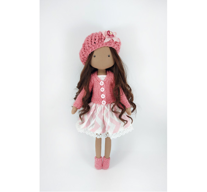 Handmade Brown Doll In A Winter Clothes