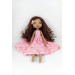 Handmade Brown Rag Doll 16 Inches  In A Pink Dress