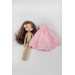 Handmade Brown Rag Doll 16 Inches  In A Pink Dress