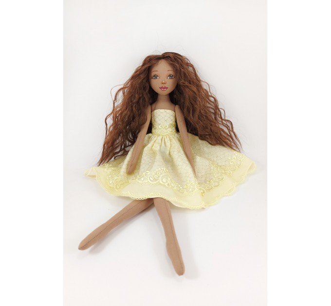 Handmade Brown Rag Doll With Long Hair